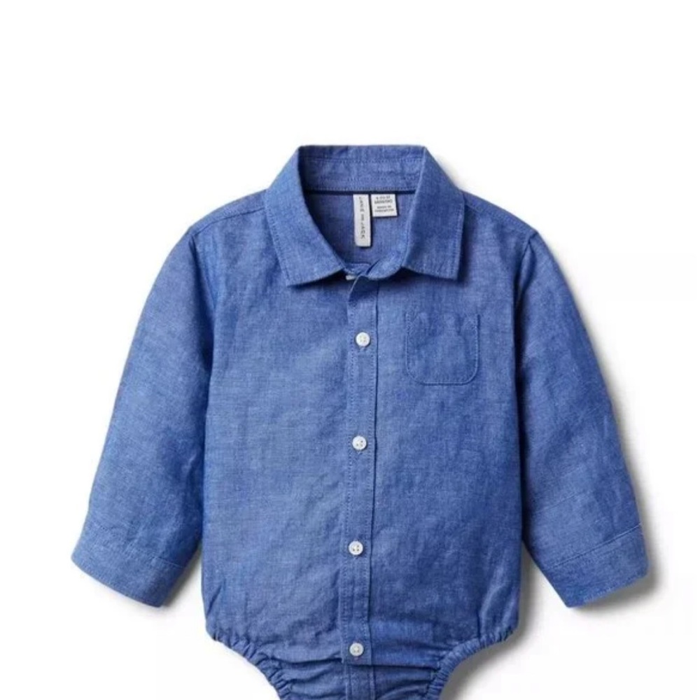 Janie and Jack Long Sleeve Baby Blue Bodysuit NWT